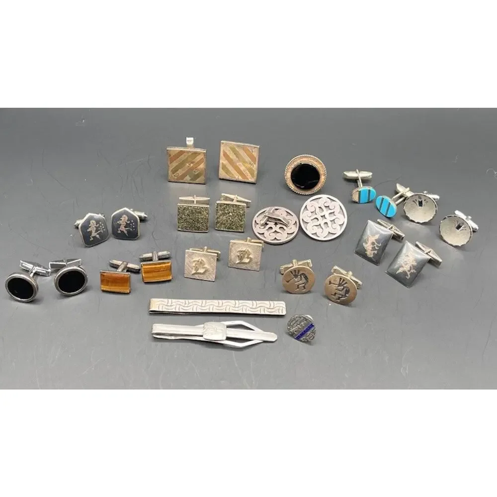 Sterling Silver Cufflinks Lot Vintage Taxco Siam Other Single Craft Scrap AS IS